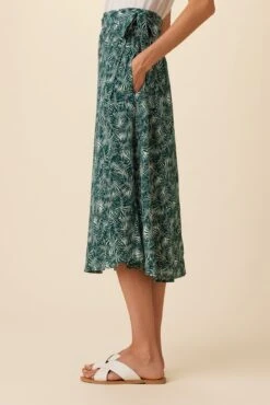 Blaze Washable Silk Wrap Skirt - Green Palm -Women Clothing Sales 7965 Wrap Blaze Green Palm 2