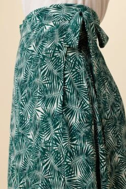 Blaze Washable Silk Wrap Skirt - Green Palm -Women Clothing Sales 7965 Wrap Blaze Green Palm 5
