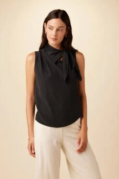 Leyna Washable Silk Blouse - Black