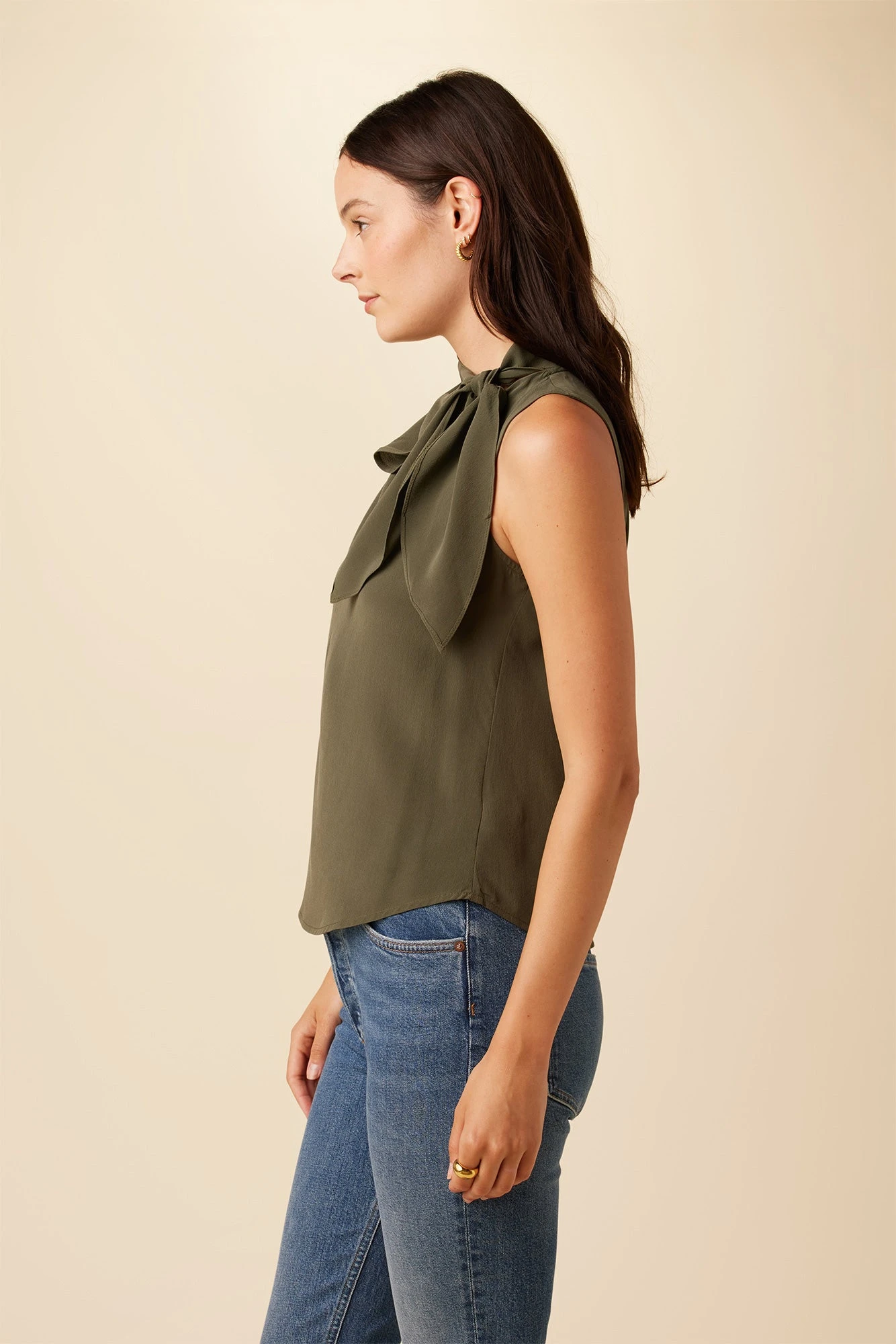 Leyna Washable Silk Blouse - Olive 2 Leyna Washable Silk Blouse - Olive - Image 2