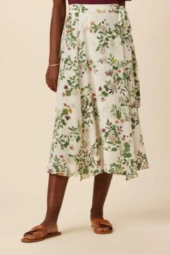 Flora Washable Silk Wrap Skirt - Silverwood Floral