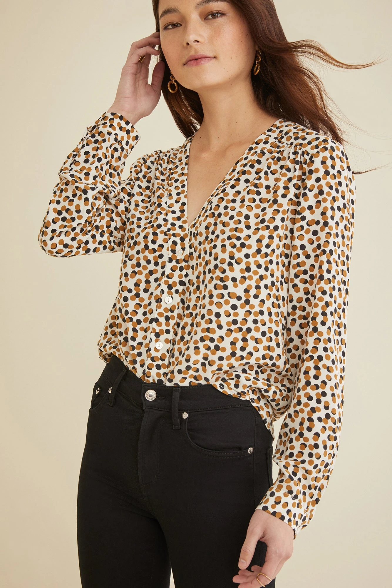 Kaya Washable Silk Blouse - Lou Dot 1 Kaya Washable Silk Blouse - Lou Dot