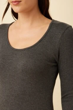 Itana Long Sleeve Dream Rib Tee - Anthracite -Women Clothing Sales 9456 LS Itana Anthracite 4