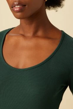 Itana Long Sleeve Dream Rib Tee - Darkest Spruce -Women Clothing Sales 9456 LS Itana Darkest Spruce Rib 4