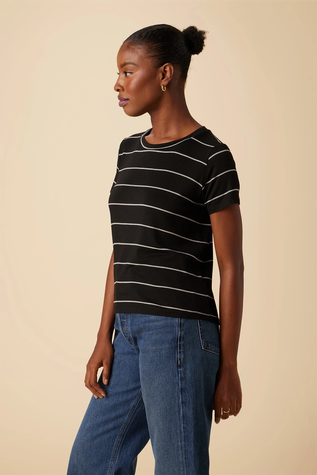 Berkeley Dream Knit Tee - Black Havana Stripe 2 Berkeley Dream Knit Tee - Black Havana Stripe - Image 2