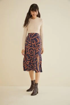 Ollie Midi Skirt - Matisse -Women Clothing Sales 9678 Ollie Silk Matisse Rust 2293 web