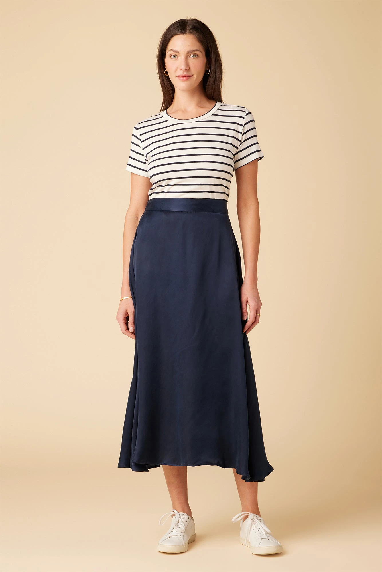 Blaze Cottonseed Cupro Skirt - Navy 2 Blaze Cottonseed Cupro Skirt - Navy - Image 2