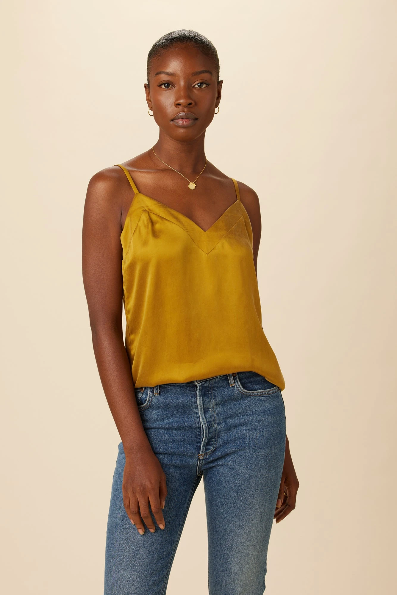 Barlow Cottonseed Cupro Cami - Gold 1 Barlow Cottonseed Cupro Cami - Gold