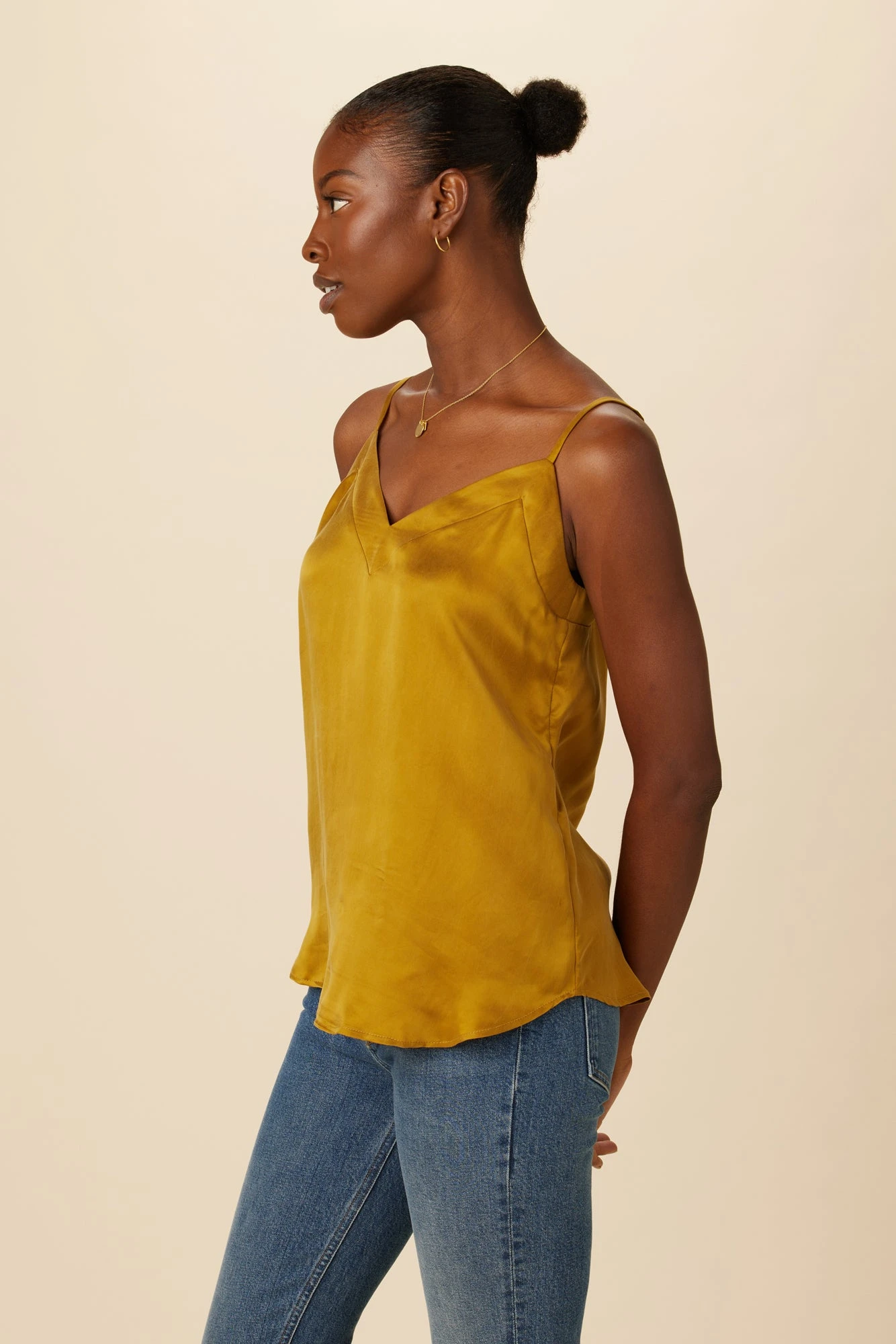 Barlow Cottonseed Cupro Cami - Gold 2 Barlow Cottonseed Cupro Cami - Gold - Image 2