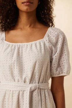 Michelle Cotton Eyelet Dress - White -Women Clothing Sales 9987 Michelle Eyelet White 4